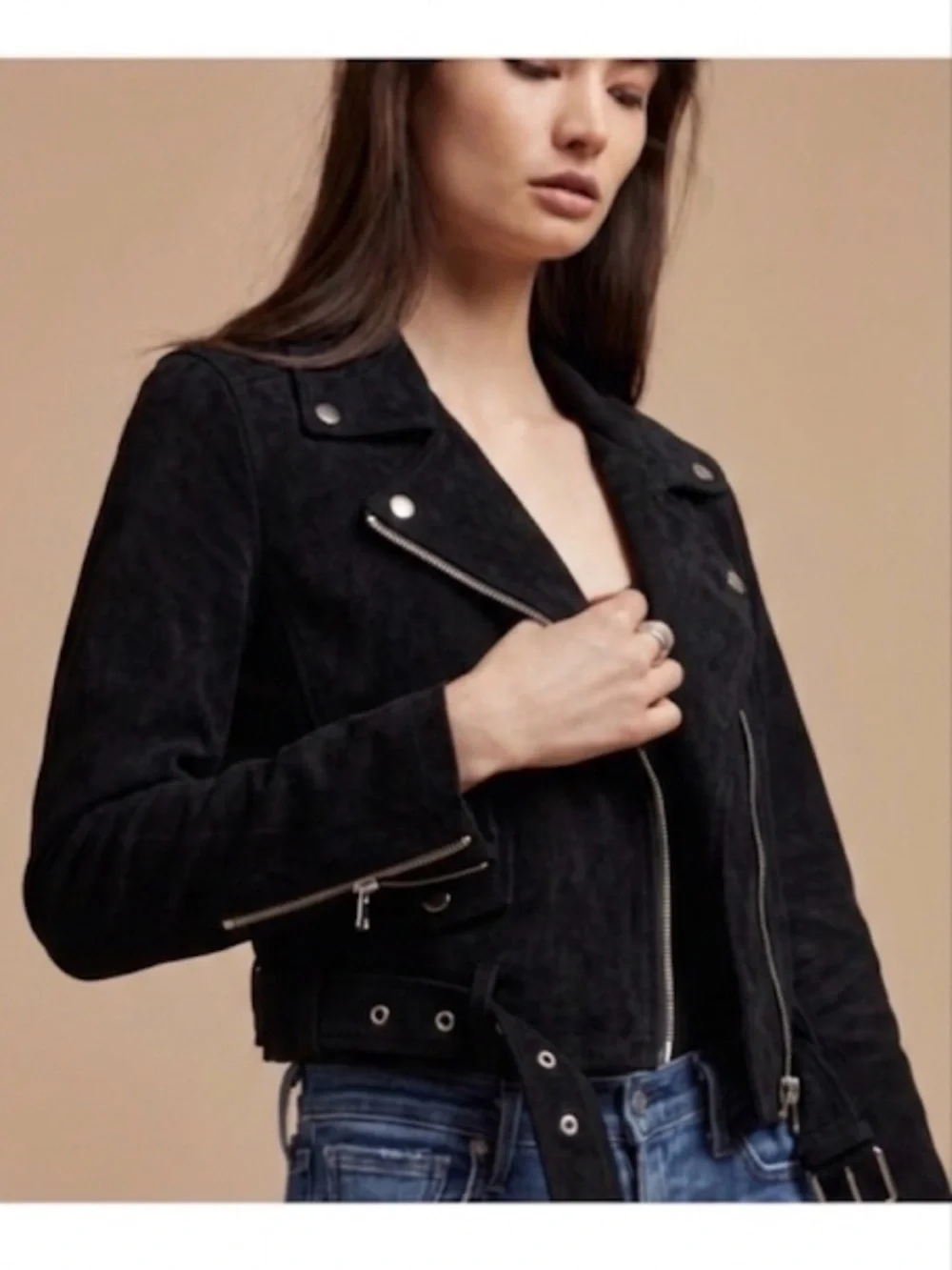 Talula Black Suede Moto Jacket for Aritzia